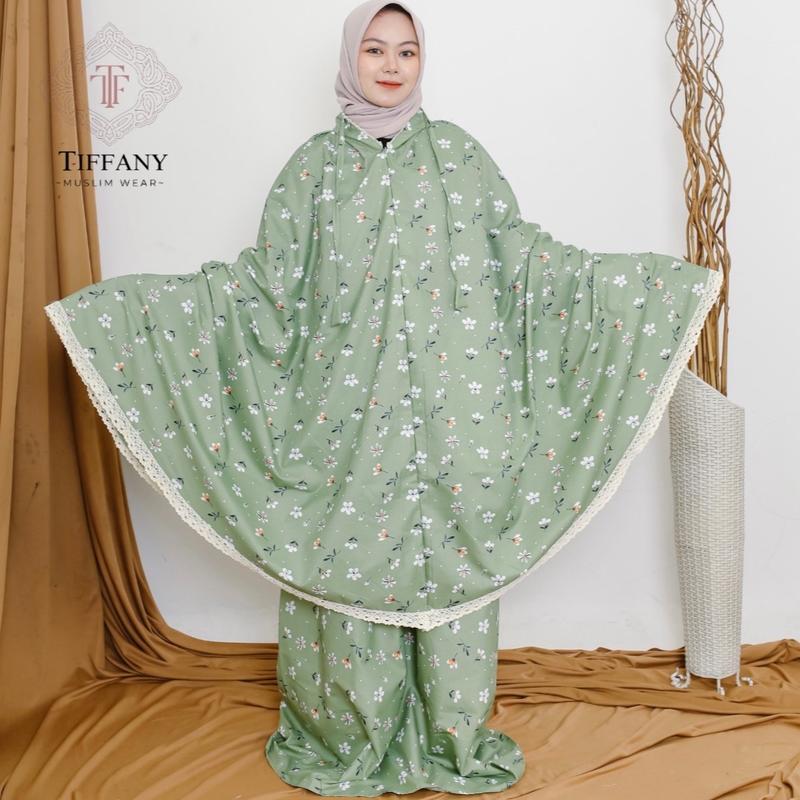 Tiffany | Mukena Traveling Dewasa Mini Pouch Katun Motif Bunga 2in1 Muslim Panjang 4
