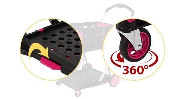 Product Introduction of Foldable Utility Cart with Wheels,2 Layers Multifunctional Folding Cart for Cosmetic Organizer,Grocery,Office,Warehouse,Garden, Double Layers Foldable Shopping Cart,Folding Trolley for Luggage Heavy Duty(Blue/RED/PINK/Purple) 4