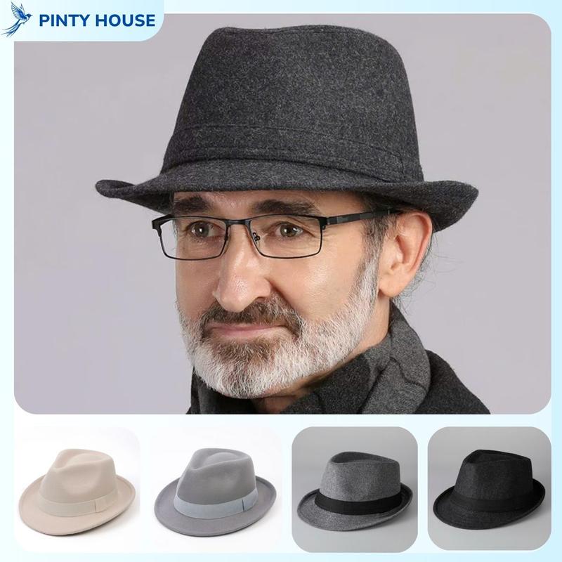  Mũ Phớt  Nỉ Dạ Nam Cao Cấp Fedora Vành Nhỏ Classic - Chất Liệu Nỉ Dạ Mềm Mại & Thiết Kế Sang Trọng - Phong Cách Đẳng Cấp Cho Nam Trung Niên 
