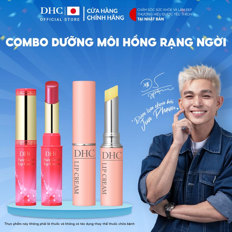 Bộ đôi dưỡng môi hồng rạng rỡ (Combo Son dưỡng DHC Lip Cream không màu + Son dưỡng DHC Pure Color Lip Cream)