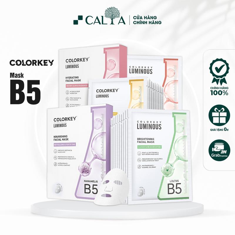  Mặt Nạ Colorkey Dưỡng Ẩm Mờ Thâm Sáng Da Giảm Mụn Tím Vàng Hồng Xanh Cam 25ml 