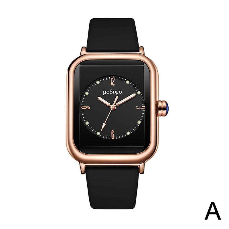 Product Introduction of Glow-in-the-dark Quartz Watch Network Red Fashion Silica Gel Square Watch 28