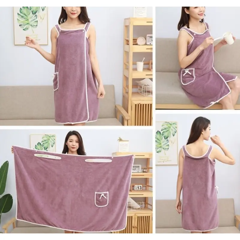 Handuk Baju Kimono Wearable Dress Towel Mandi Jumbo Besar 70x140cm Berenang Dewasa Microfiber Lembut Katun