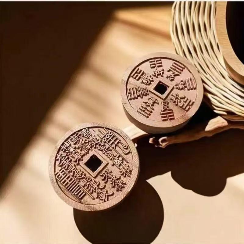 Product Introduction of Mountain ghosts spend money. Men's and women's pendants, keychains, antique copper coins, safety buckles, peach wood mountain ghosts, spending money 4