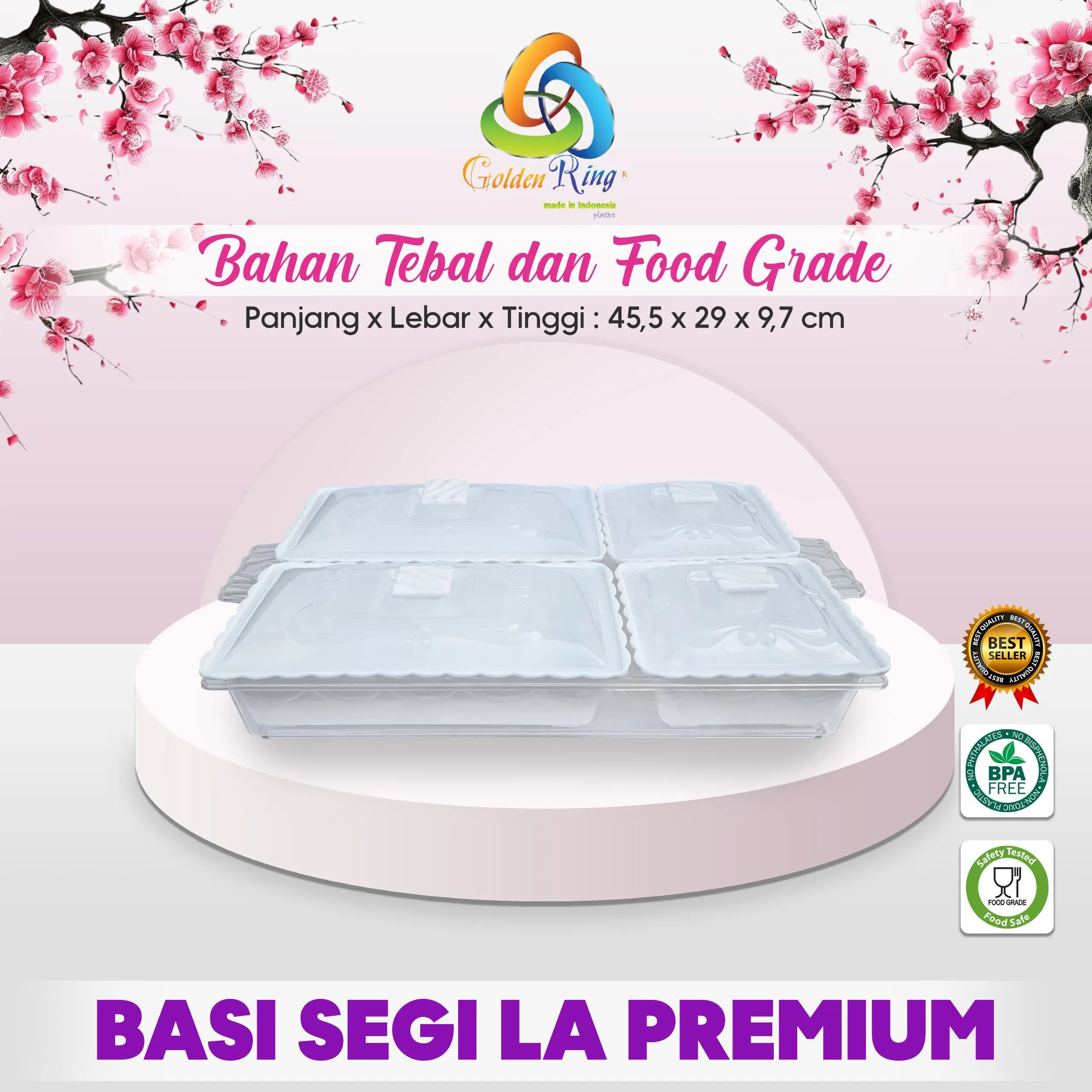 BASI SEGI LA PREMIUM / Tempat Prasmanan Set NEW / Wadah Saji Makanan Segi / Nampan Saji Makanan Set