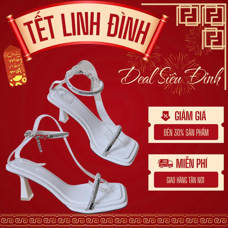 LOVIIECORNER GIÀY SANDAL CAO GÓT ĐI TIỆC ĐÍNH ĐÁ - GIÀY SANDAL CAO GÓT NỮ XOÀN ĐÁ GÓT NHỌN 9 PHÂN G250213