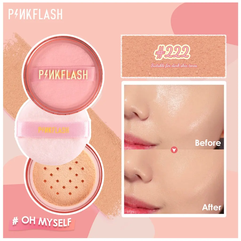 PINKFLASH Lasting Matte Setting Loose Powder | Bedak Tabur Pink Flash BPOM PF-F06