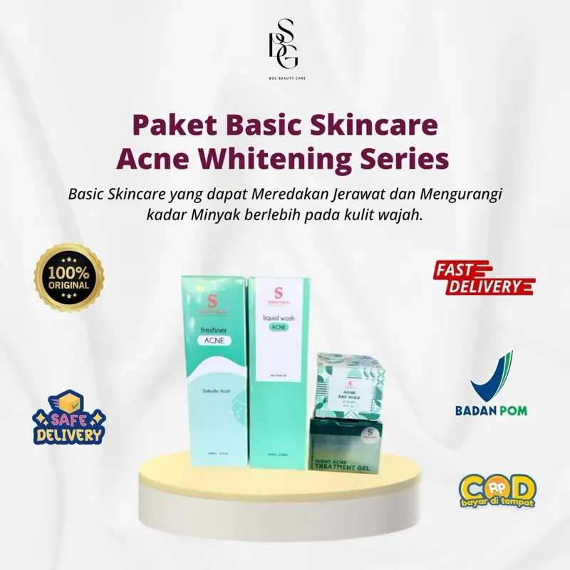 Shineskin Acne Whitening Series Basic Skincare untuk Kulit berjerawat Berminyak Perawatan
