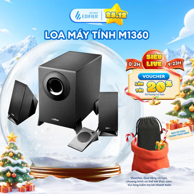 Bộ loa 2.1 vi tính Edifier M1360 Có bảng điều khiên rời - Âm thanh sắc nét - Vỏ gỗ MDF chống dội âm | Hàng chính hãng Bảo Hành 15 Tháng Củ Loa Nghe Nhạc