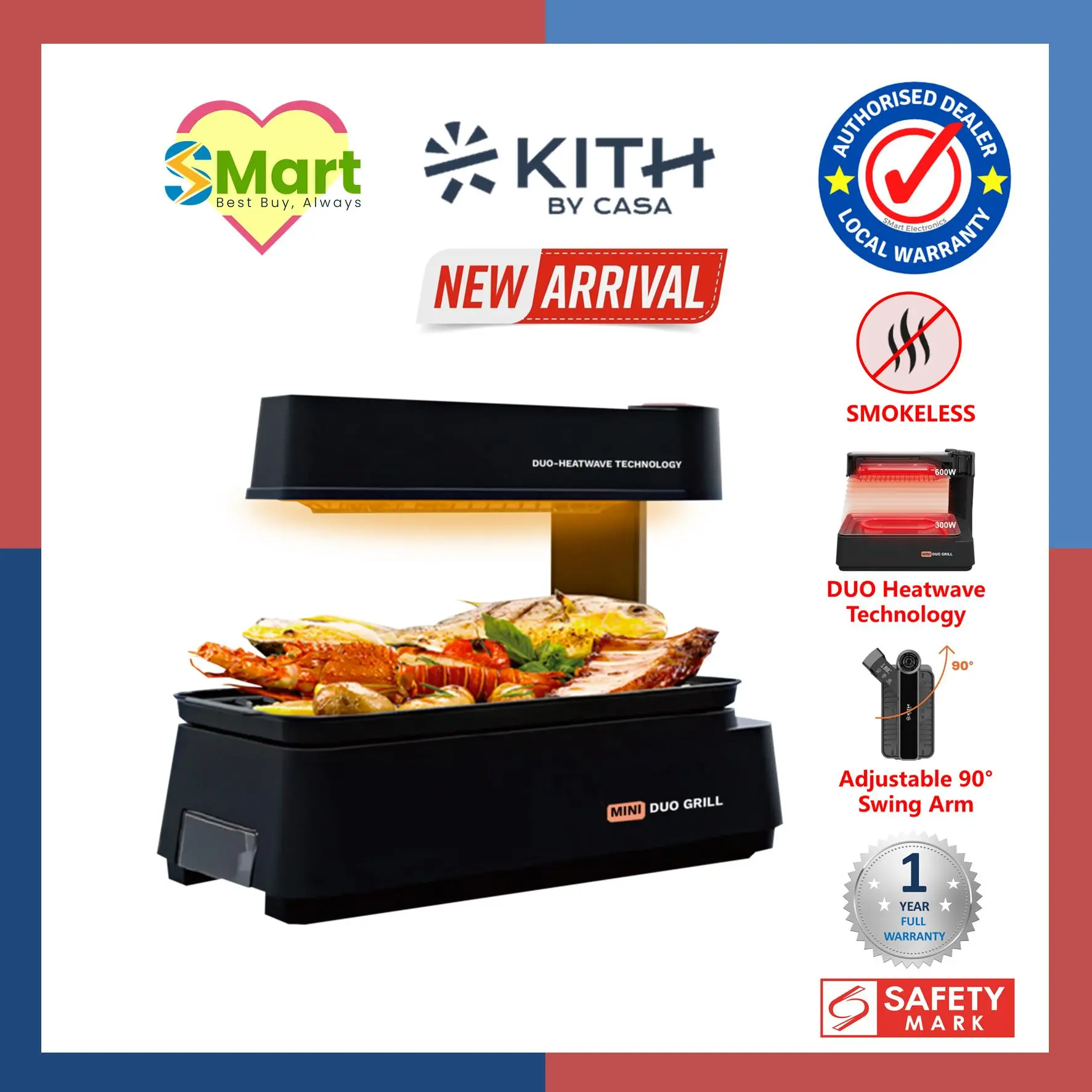 Kith Smokeless Mini BBQ Grill Touch Control SBG-TR-B1