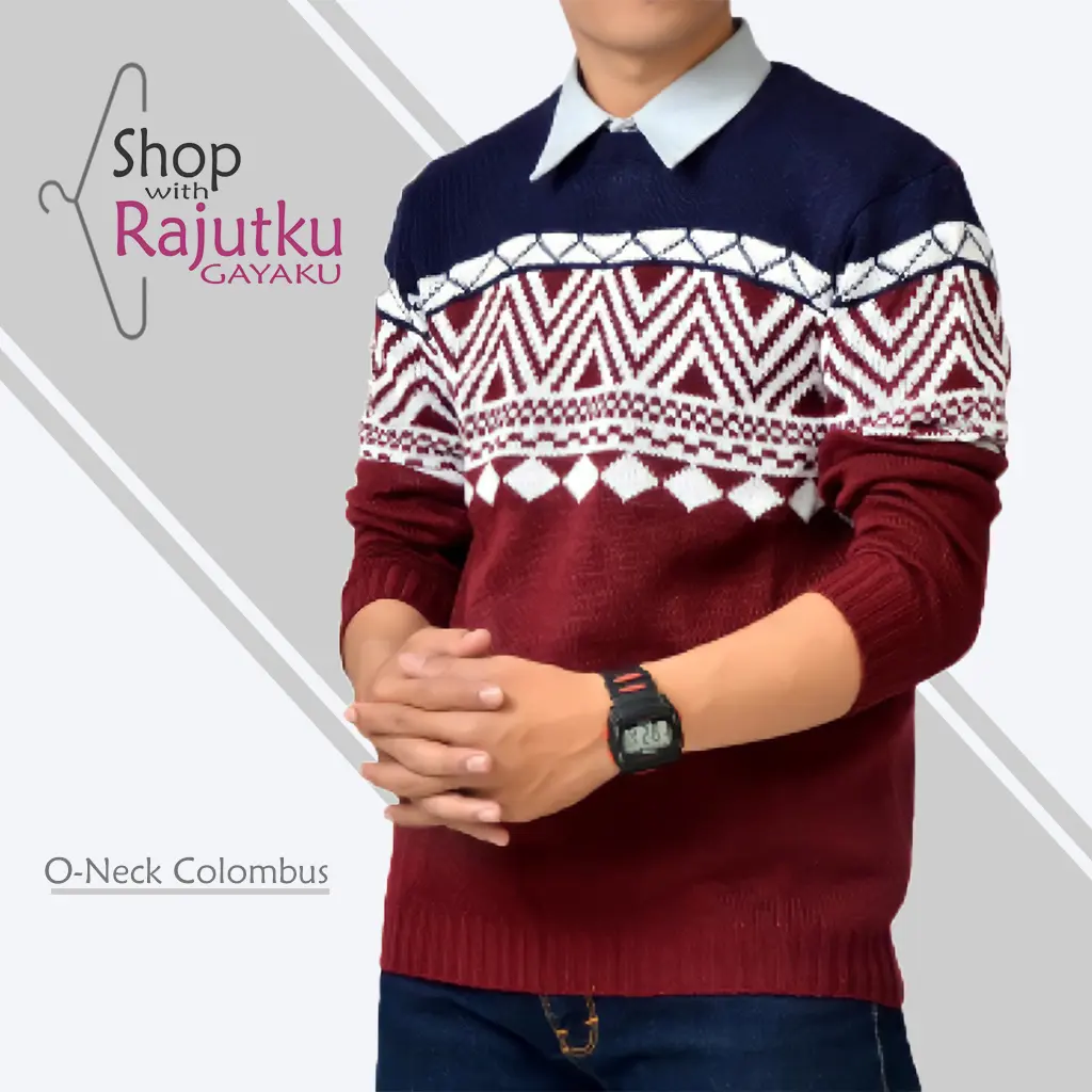 Sweater Rajut Pria Lengan Panjang Colombus Sweter Rajut Cowok Bahan Tebal Terbaru 2023 Premium Quality