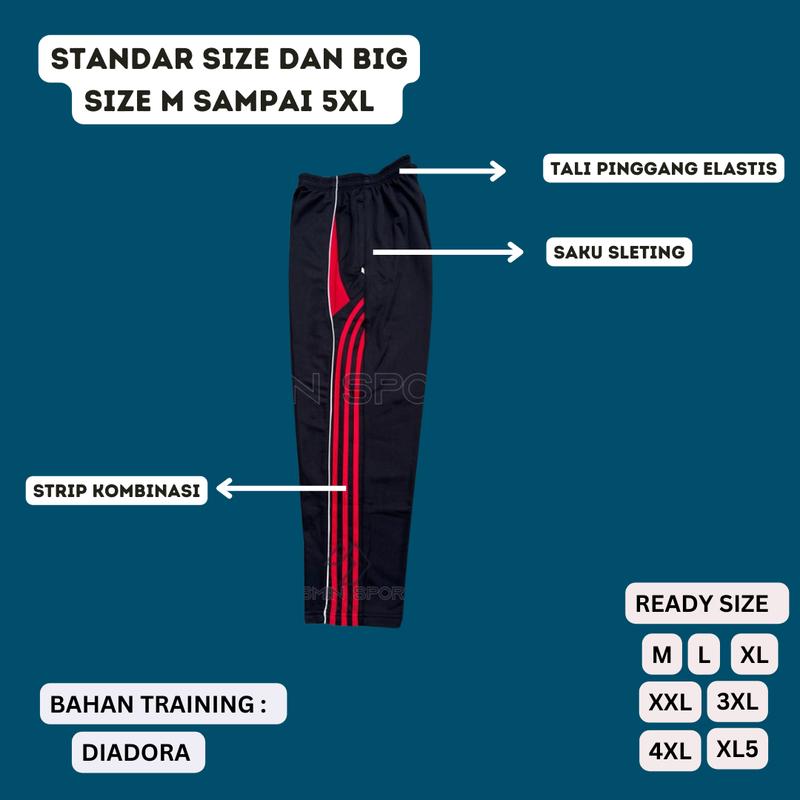 Celana Trening Olahraga Pria Wanita Big Size Jumbo Muat BB 100KG Celana Gym Running Trening Pria Hitam 4