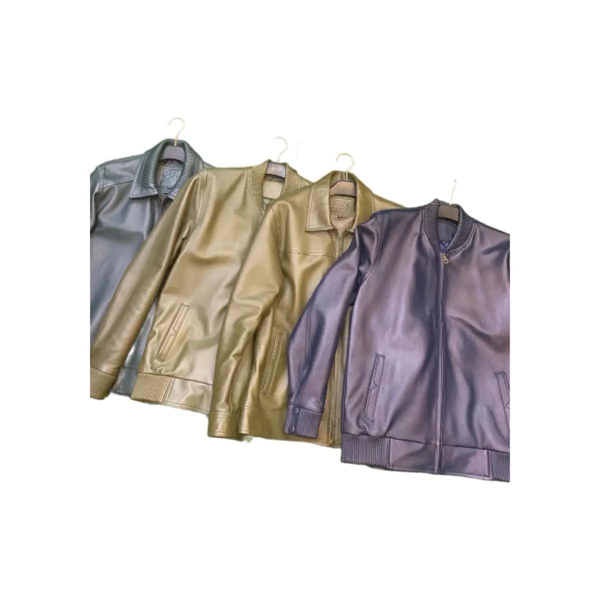 Jaket motif bomber Navi & hijau kulit domba asli
