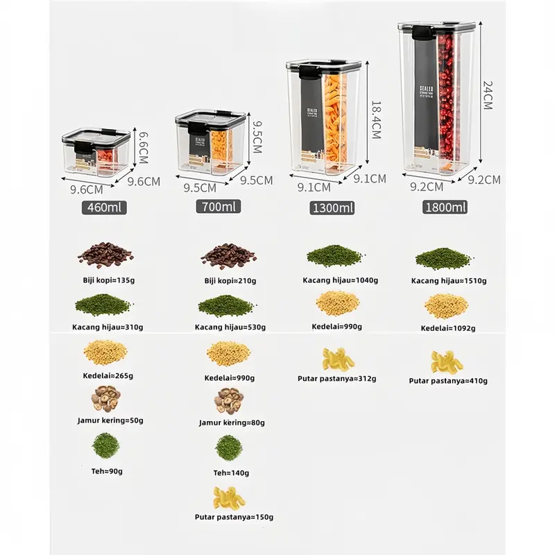 Kedap Udara Bening Cereal Penyimpanan Kontainer Food Storage Jar Container 4