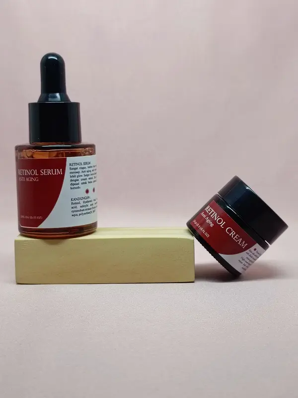 PAKET RETINOL NIGHT SERUM & CREAM Untuk Mengatasi Flek Hitam dan Mencegah Penuaan Plus Anti Aging Memutihkan, Memudarkan, Mencerahkan Wajah 5