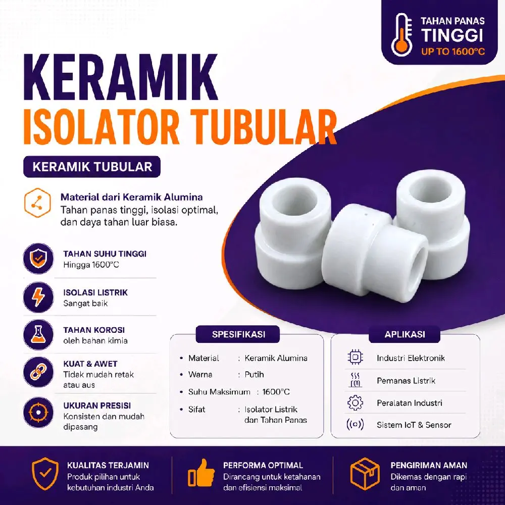 Keramik Isolator Tubular ID 5.8 mm untuk Proyektor dan Filter