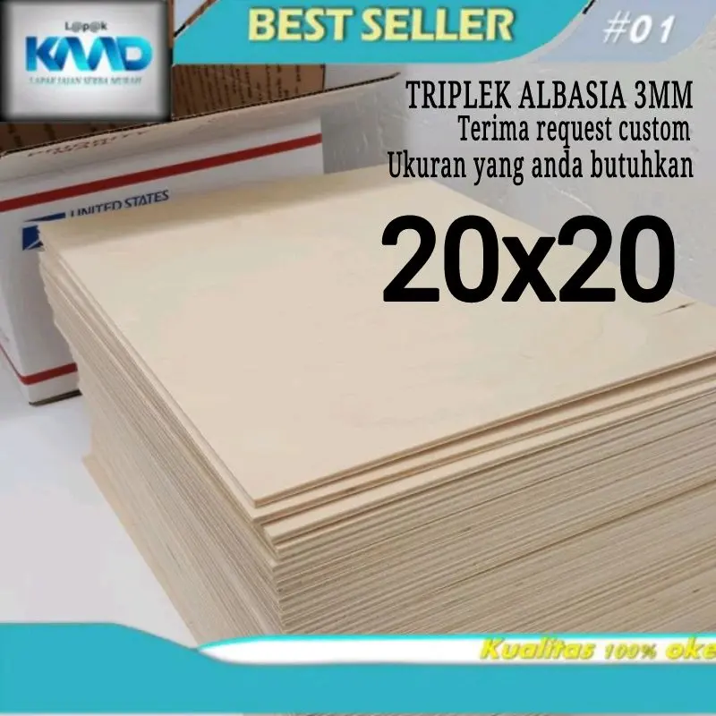 LK- Triplek albasia 3mm ukuran 20x20 triplek eceran bisa reques ukuran yang anda butuhkan sudah di ampelas setiap sisi bekas potongan bahan kerajinan tangan