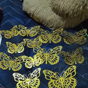 Hiasan Kupu Kupu 3D isi 12 / Hiasan Kupu Kupu Hologram / 3D Butterfly Decoration / Kupu Kupu Metalik