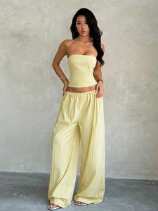 Conjunto de top corto y pantalón largo para mujer, moda femenina, cómodo y elegante, perfecto para uso diario, conjunto moderno de dos piezas