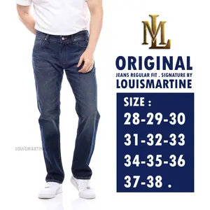 LOUISMARTINE Celana Jeans Regular Fit Original Signature by Louismartine Size 28-38 untuk Pria Denim Panjang