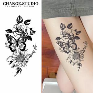 Hình Xăm Tạm Thời, Thiết Kế Hình Bướm Và Hoa Hướng Dương, Lâu Trôi Trong 15 Ngày, Không Thấm Nước, Không Lo Bị Ma Sát, Kèm Miếng Dán Hình Xăm