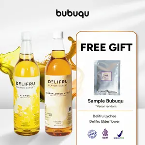 Paket Bundling Syrup 2L Delifru Sirup ElderFlower 1L + Lychee 1L
