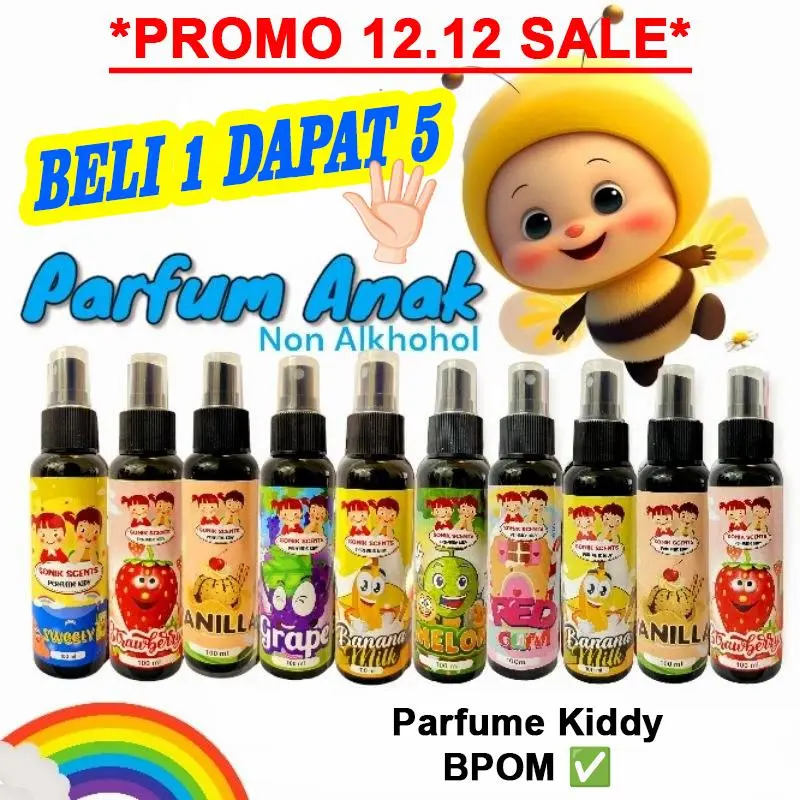 PROMO HARI INI Dapat 5 Botol Parfum Anak Kiddy Series MEVO Eau De Cologne Wangi Bayi Tahan Lama