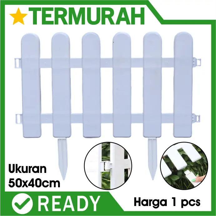 Pagar Plastik Taman Putih Tanaman bulat outdoor 50 x 40 CM Pembatas dekorasi kebun