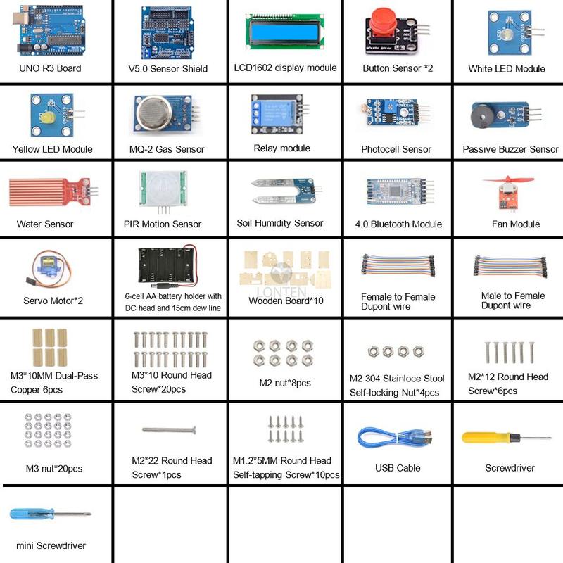 Product Introduction of Lonten Smart Home Kit for Arduino Starter Electronic Learning Remote Control House DIY Project with PLUS Board STEM LTARK-1 15