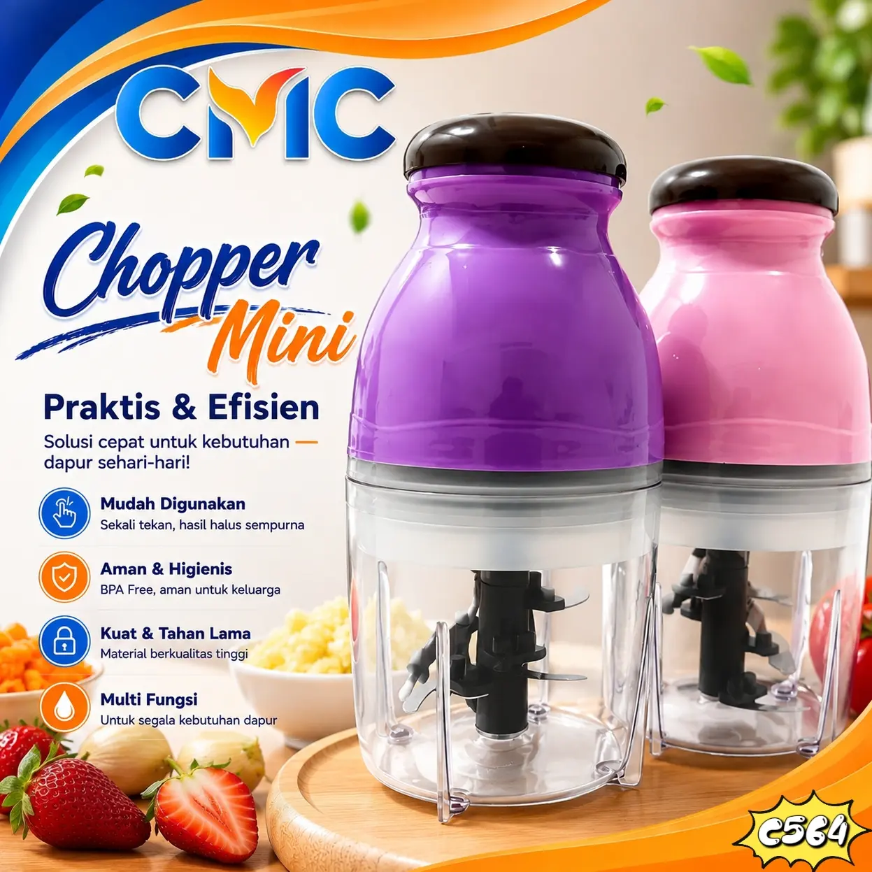 CMC[COD]Blender Cocok Untuk Dapur Rumah Blender Kapsul Portable Serbaguna Electric Juicer 1.2L Pisau Stainless/C-564