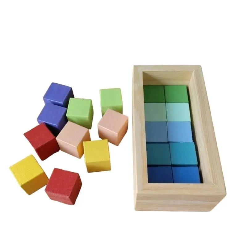 Mainan Balok Dasar Kayu Isi 20 Pcs / Balok Kubus Warna Dasar - Toys bongkar
