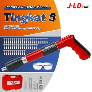 JLD Pistol Paku Beton Manual SENYAP Tembus Baja 6mm, 5 Level, FREE 50 Paku & Safety Gear, Tanpa Listrik, Ringan 620g, Cocok untuk Pasang AC/CCTV/Pipa