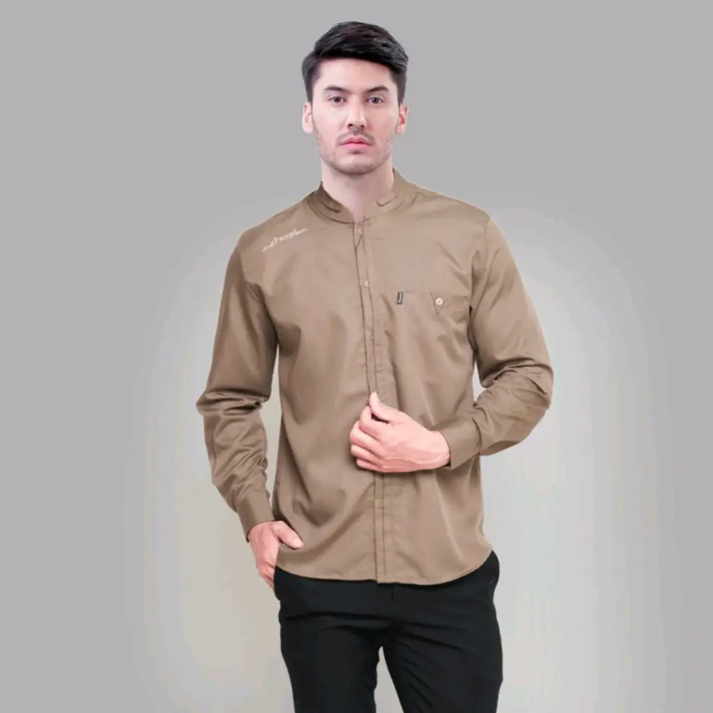 ZC - Baju Muslim Pria Dewasa Polos Lengan Panjang / Koko Dewasa Lengan Panjang Model Terbaru 2024
