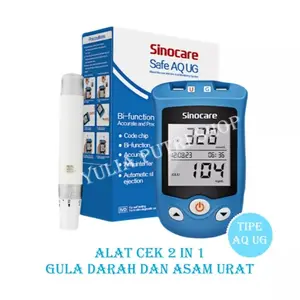 Alat Cek Gula Dan Asam Urat Sinocare / 2 Fungsi / Safe AQ UG (HANYA ALAT)