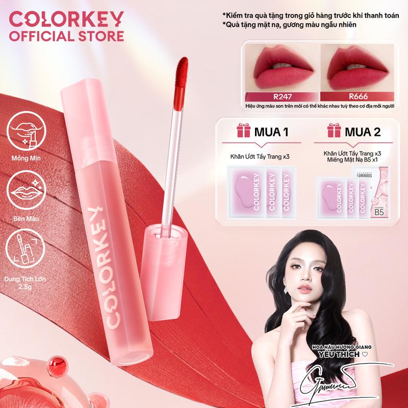 Son Kem Velvet COLORKEY Phiên Bản Nâng Cấp Mịn lì, Bền Màu Mềm Mượt Trên Môi 2.5g