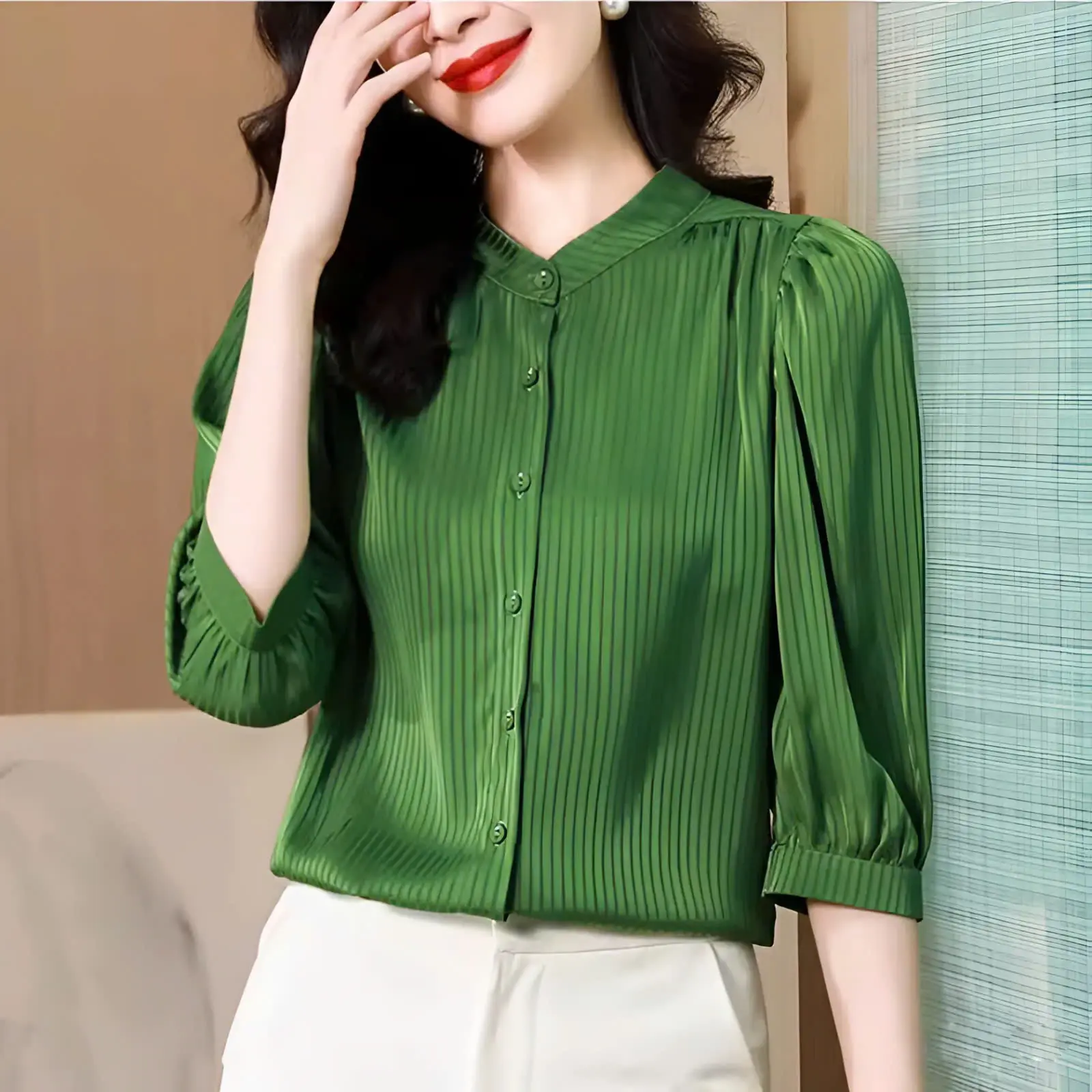 Áo Sơ Mi Kẻ Tay Lỡ Trẻ Trung Mới Lạ Lên  From Siêu Đẹp HC7