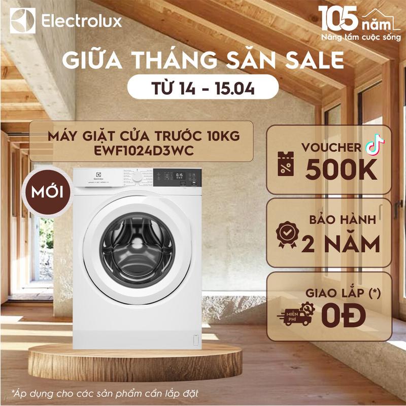 [MỚI] Máy giặt cửa ngang Electrolux 10kg UltimateCare 300 EWF1024D3WC Inverter Làm Sạch - Free Giao lắp