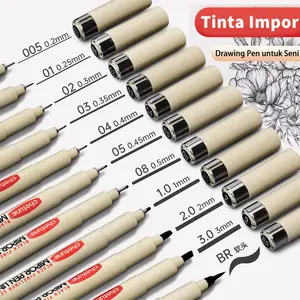[COD]12 Pulpen Outline Seni (Ujung Jarum) untuk Sketsa dan Gambar Teknik - Set Perlengkapan Kantor/Sekolah Cepat Kering, Pendamping Buku Sketch