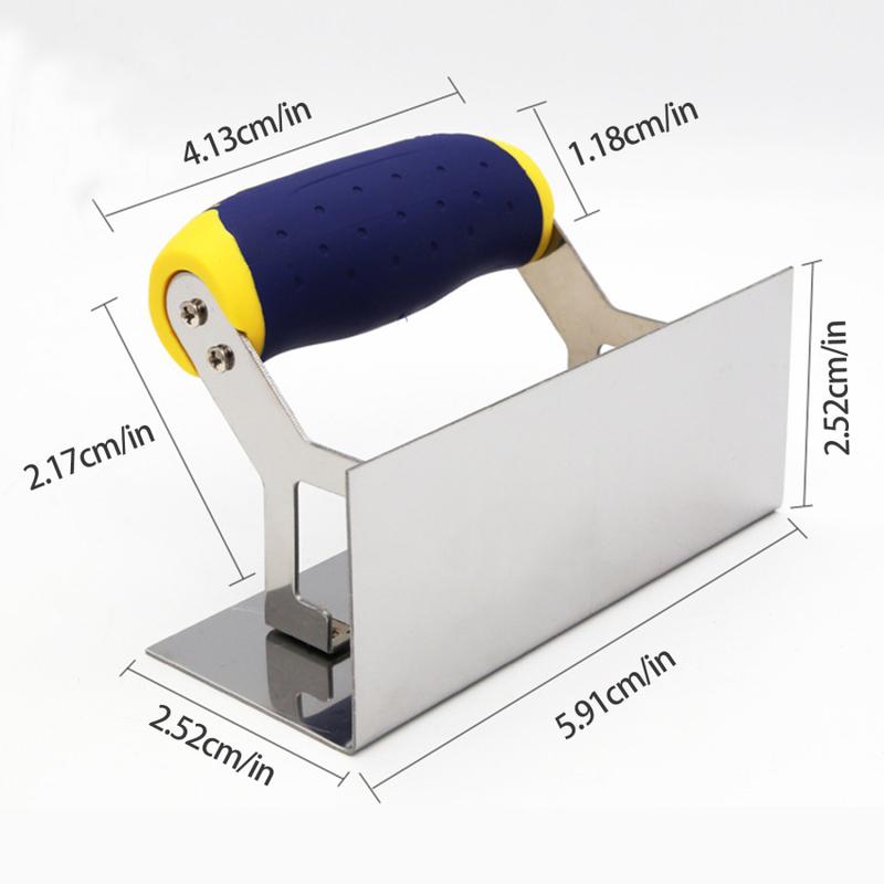 Product Introduction of Corner Trowel Stainless Steel with Grip Handle Professional Plastering Tool Wall Repair Tool for Mudding Drywall Scraping 30