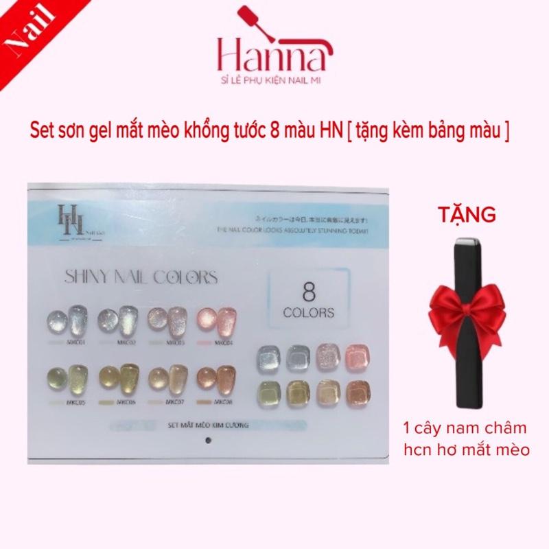 [ƯU ĐÃI-HÀNG MỚI VỀ] Sơn gel mắt mèo Kim cương khổng tước 8 màu HN Gel ( tặng kèm bảng màu )