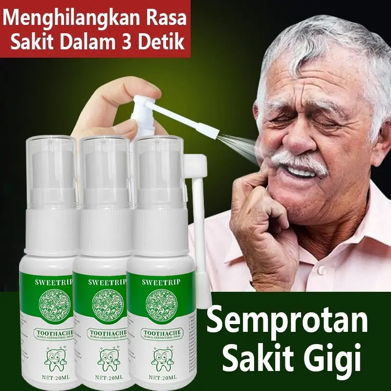 SWEETRIP 20ml Semprotan Perada Nyeri Sakit Gigi Herbal Oral Spray - Pereda Sakit Gigi Pereda Nyeri Cepat Perawatan Mulut Antibakteri Herbal Tersedia Untuk Dewasa dan Anak 0