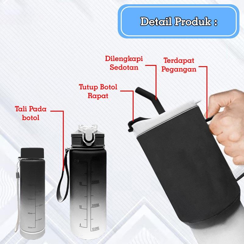Botol Minum Gradasi Viral Beranak Bottles Water 3 in 1 Unik Terbaru Free Sticker Kitchenware - 1055