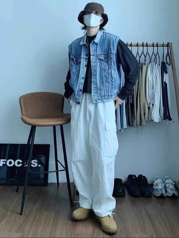 Product Introduction of Korean Cargo Pants For Men Straight Cut Pants For Men Six Pocket Pants For Men Wide Leg Pants 21
