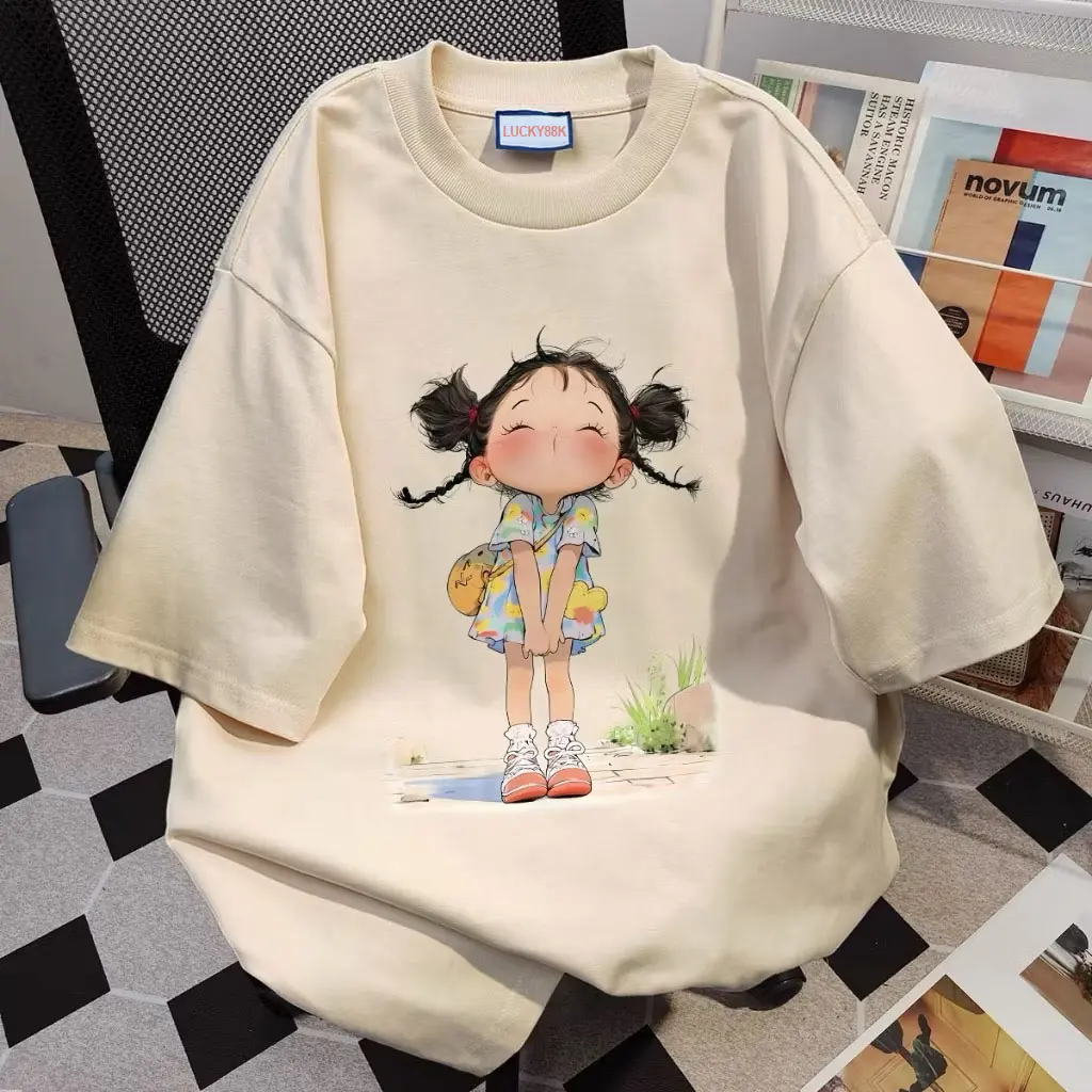 Tshirt Kaos Lengan Pendek Wanita | Motif Retro Little Girl |  Cotton