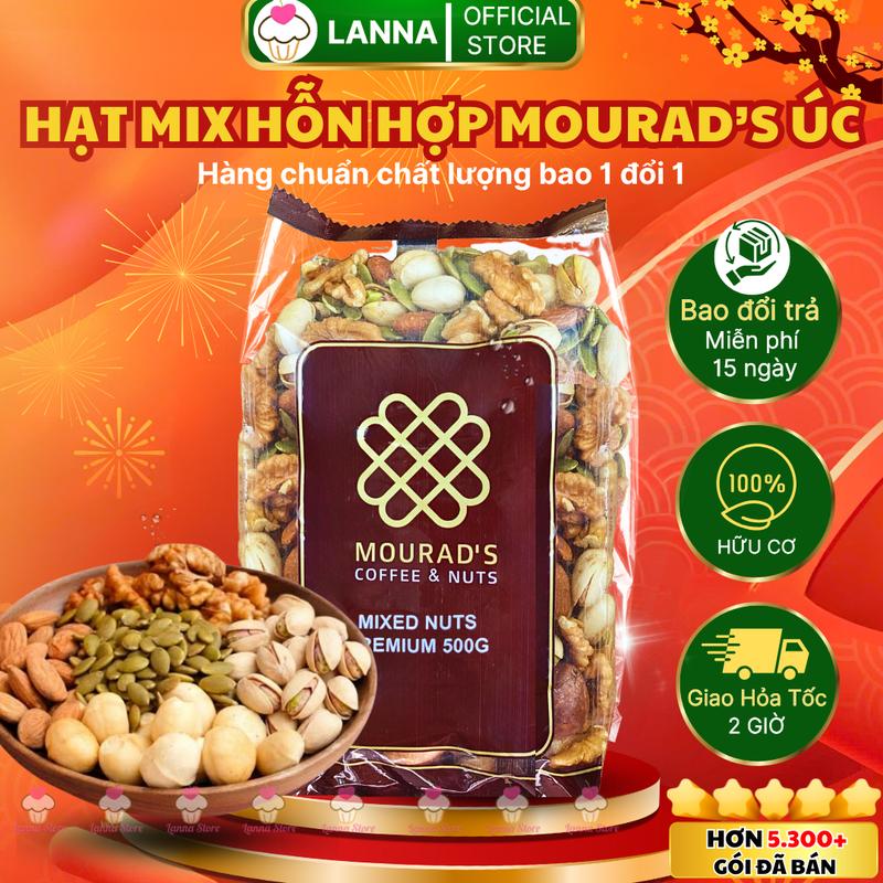 HÀNG CHUẨN LOẠI NGON Hạt hỗn hợp mixed 5 loại hạt óc chó hạt dẻ cười macca bí xanh hạnh nhân Mourad's 500gr Snack Food Ăn Vặt Nuts Bánh Kẹo Tết 2025