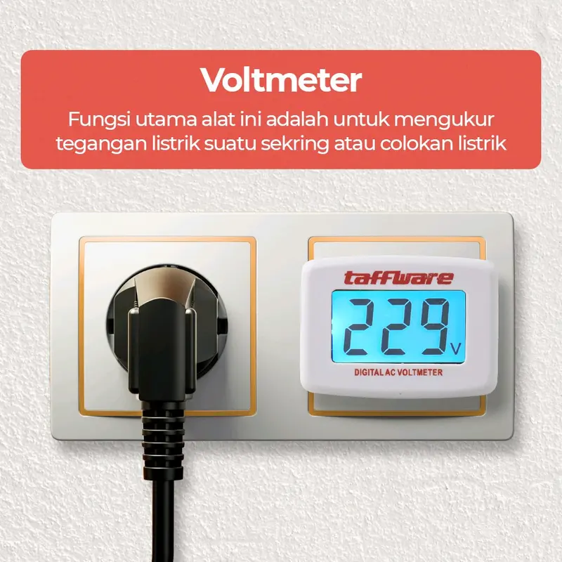 Taffware Voltmeter Digital AC EU Plug 110-300V / Alat Pengukur Listrik - DM55-1 1