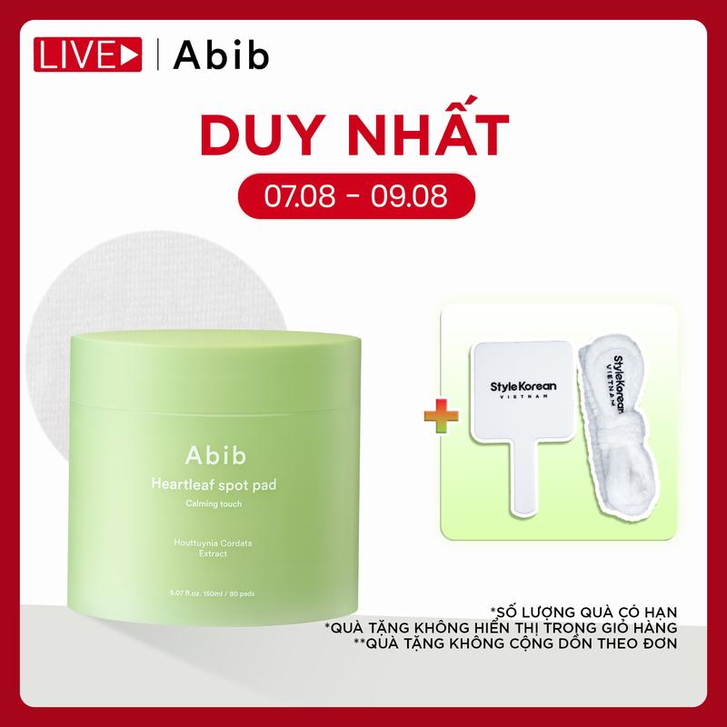 [KOL] Toner pad chiết xuất diếp cá giúp làm dịu da & tẩy tế bào chết Abib Heartleaf Spot Pad Calming Touch (80 miếng)