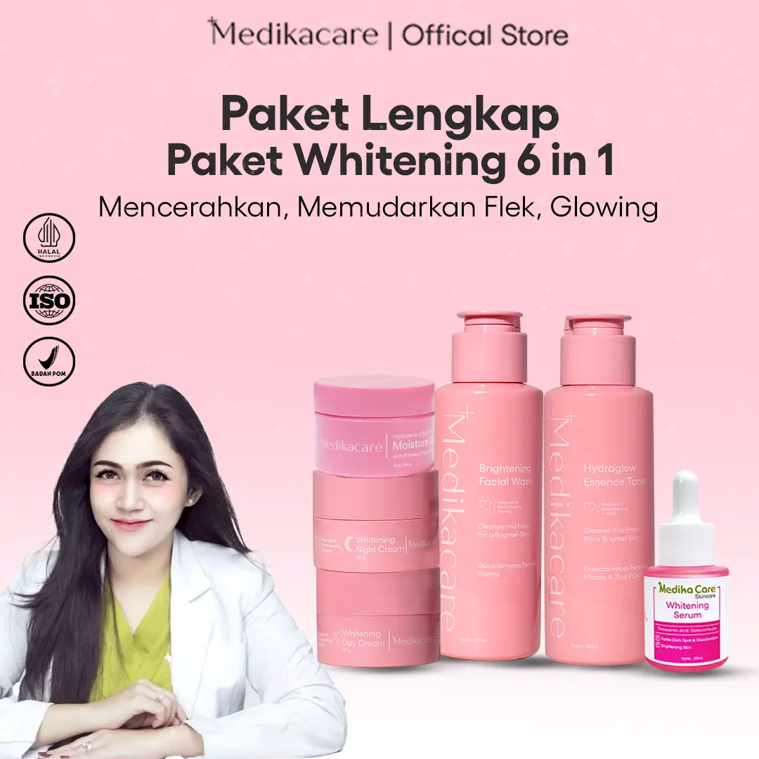 Medikacare Premium Whitening Set + Moisturizer | Mencerahkan, Memudarkan Flek, Glowing