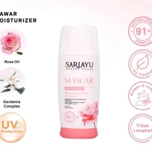 SARIAYU Mawar Moisturizer 35 ml - Rose Oil & UV Protection Natural Formula 91% Moisturizer harian melembabkan