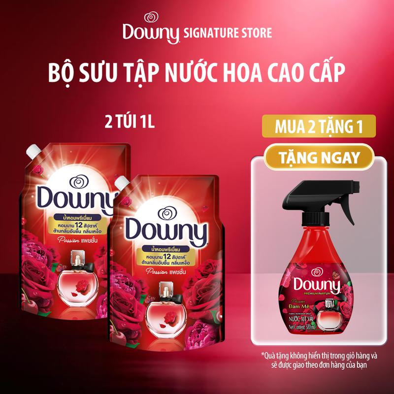   Mua 2 tặng 1  Combo 2 nước xả vải Downy 1L nhiều mùi hương tặng 1 xịt vải Downy hương Đam Mê 370ml 